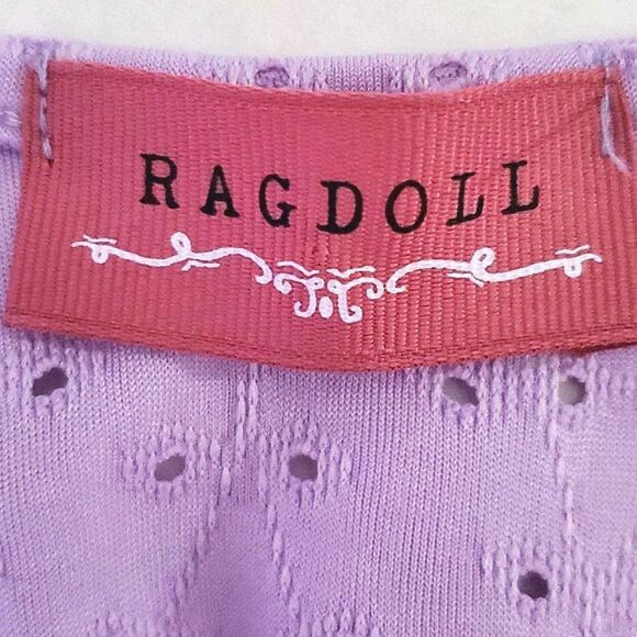 NWOT Ragdoll Lavender Eyelet Ruffled Boho Prairie Crop Top - Picture 6 of 7